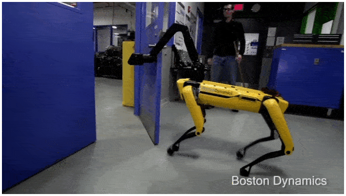 Spotmini-Roboter von Boston Dynamics fahren den Weihnachtsmann