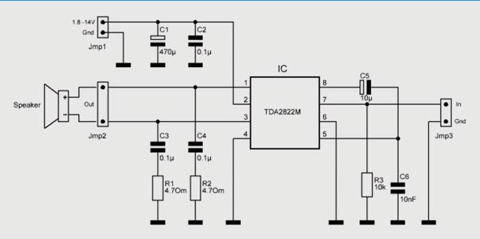 Montageplan für TDA 2822