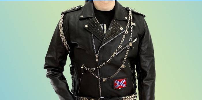 Jacke mit Metallketten und Spikes für Herren RockBunker Confederation