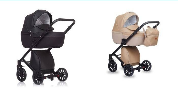 Kinderwagen in Schwarz und Beige