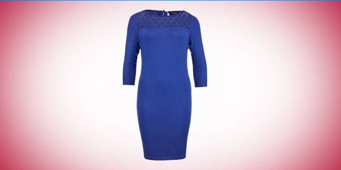 Bodycon blaues Kleid mit Spitzendetail