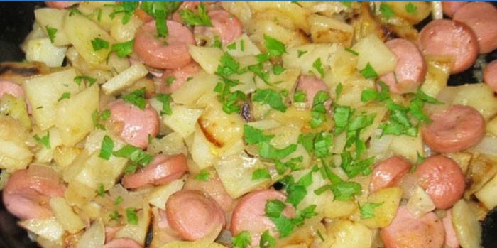 Bratwürste mit Kartoffeln