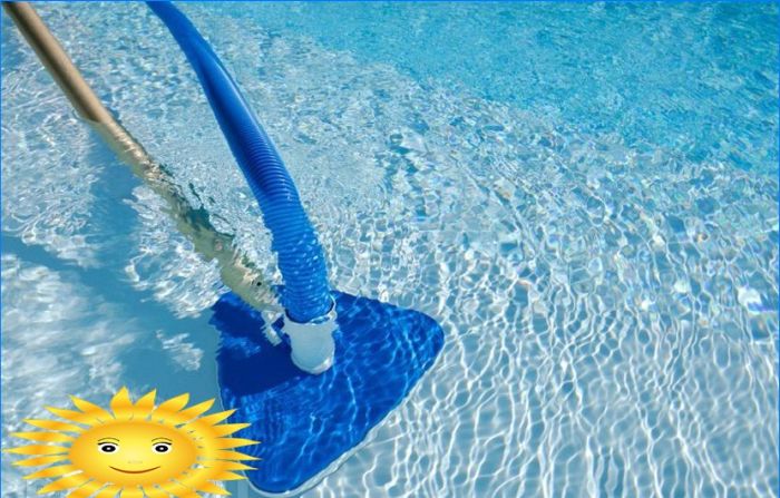 Schwimmbadpflege. Reinigung und Desinfektion