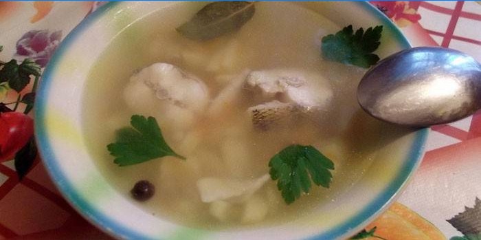 Zander Fischsuppe in einem Teller