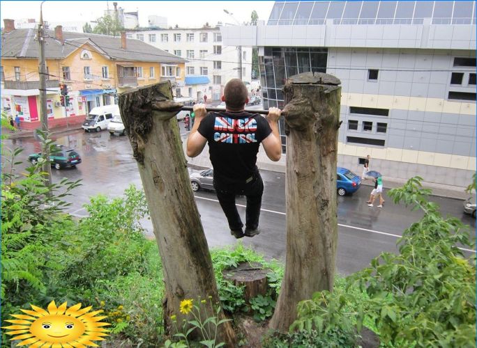 Do-it-yourself-Querbalken für Klimmzüge auf der Baustelle