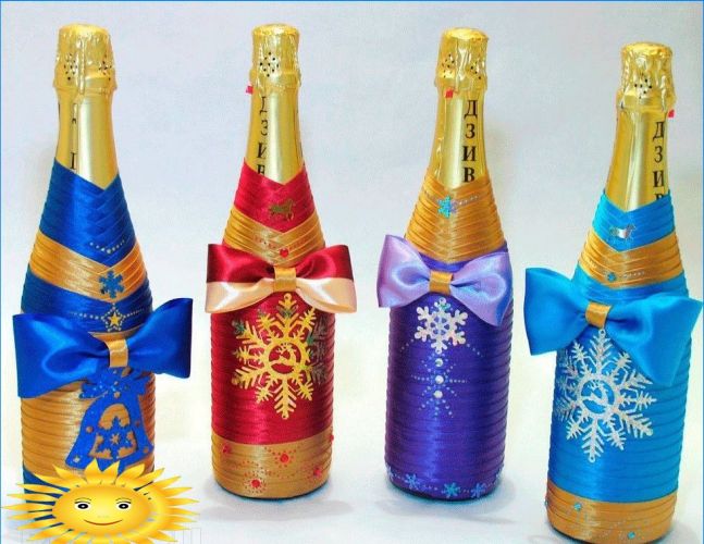 Ideen für Weihnachten Dekorieren einer Champagnerflasche