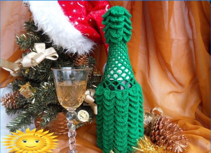 Ideen für Weihnachten Dekorieren einer Champagnerflasche