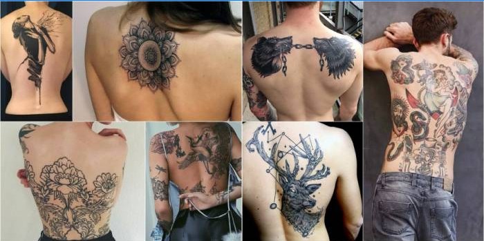 Frauen und Männer Tattoos auf dem Rücken