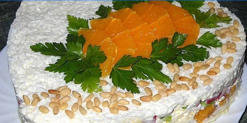 Puff Salat mit Orange und Huhn