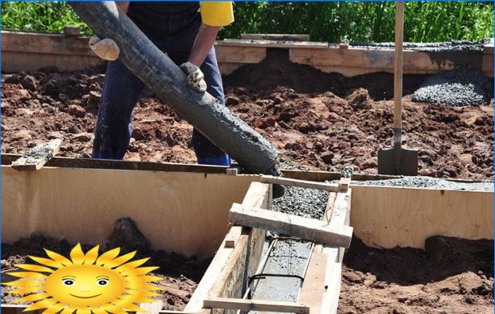 Gießen Sie das Fundament mit einer Pumpe