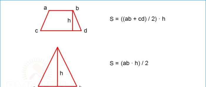 Fläche eines Trapezes und eines Dreiecks
