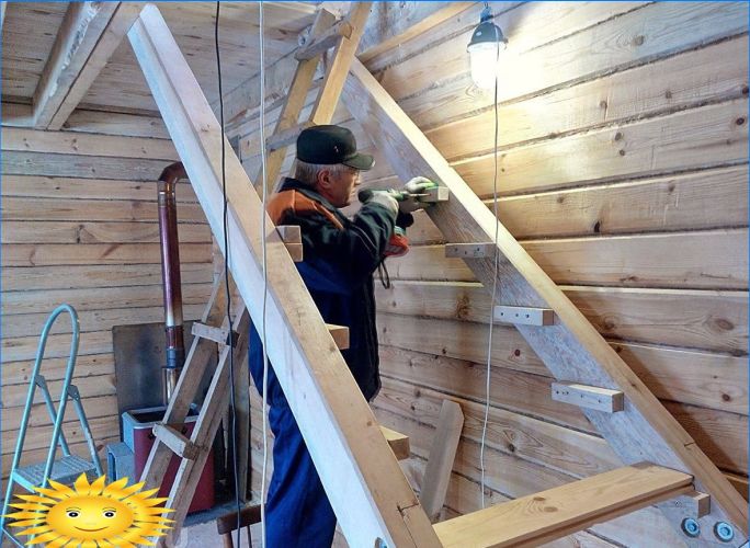 Installation einer Holztreppe zum Dachboden