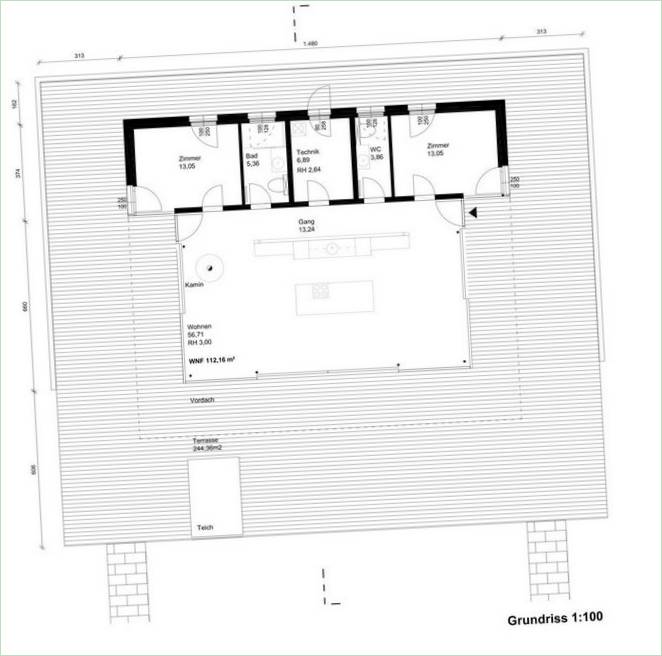 Grundrisse für ein Sommerhaus aus Holz und Glas in Österreich