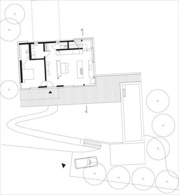 Haus mit Glasfassade in Österreich: Skizze des Hauses