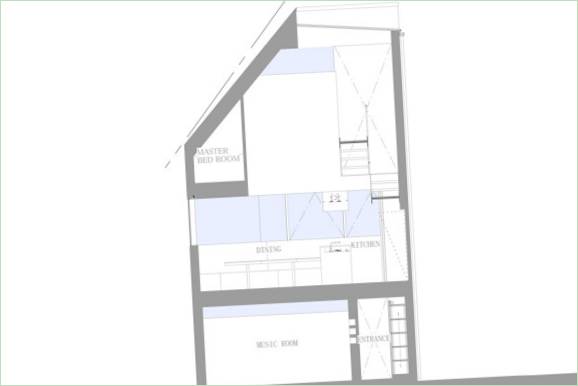 Schematische Darstellung eines ungewöhnlichen Hauses in Matsubara