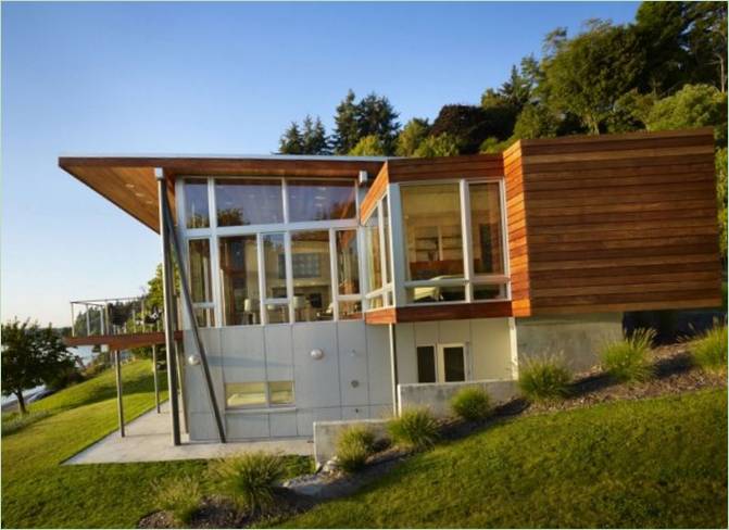 Das Äußere der Vashon Cabin in Washington