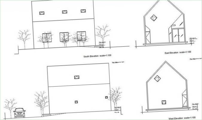 Grundrissschema eines Privathauses Haus H