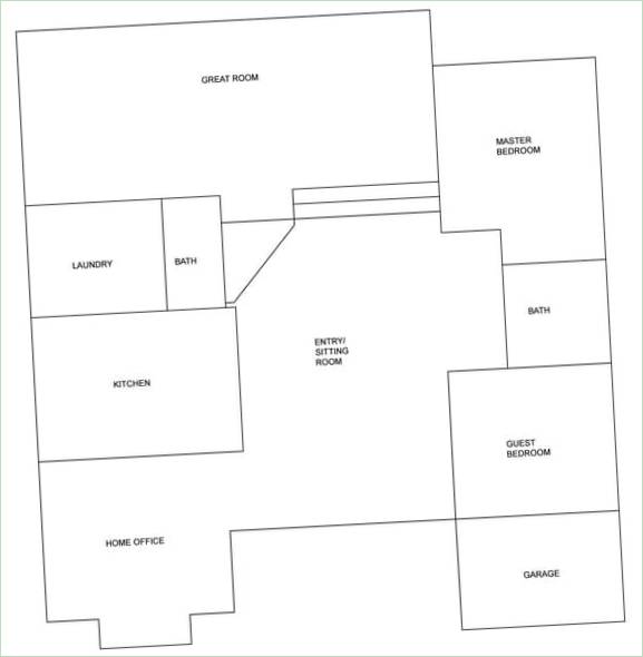 Interessante Designlösungen: der Grundriss des Hauses