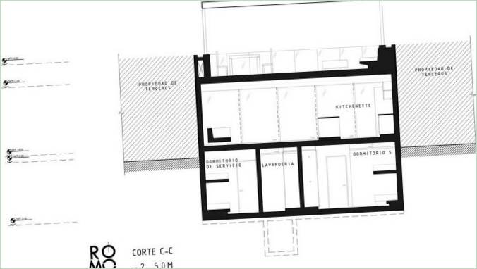 Schematischer Grundriss des S-Hauses in Peru