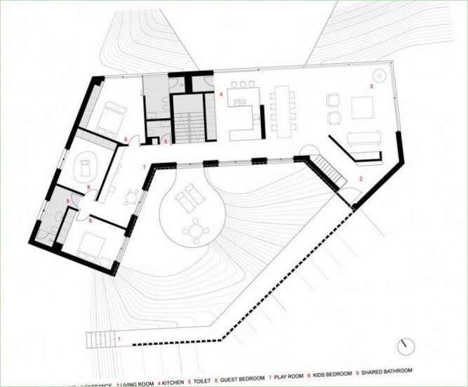 Eine schematische Darstellung des ungewöhnlichen Varatojo-Hauses