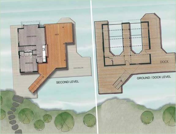 Muskoka Boathouse Plan mit zwei Ebenen