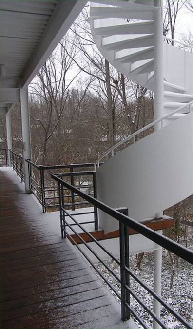 Die ursprüngliche Wendeltreppe in einem Wohnhaus in Raleigh