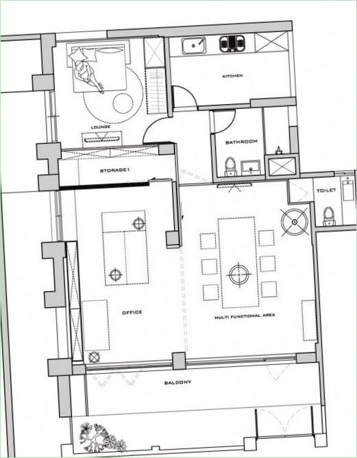 Grau im Inneren einer Wohnung in Taiwan: Grundriss einer Wohnung