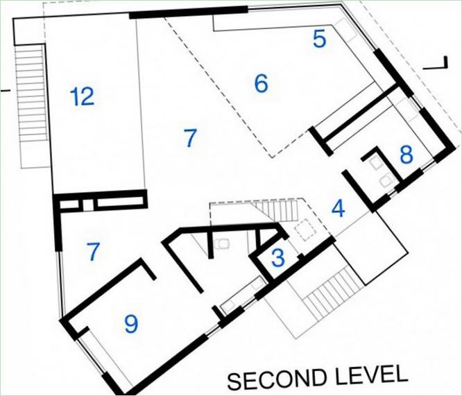 Detaillierter Plan der zweiten Etage