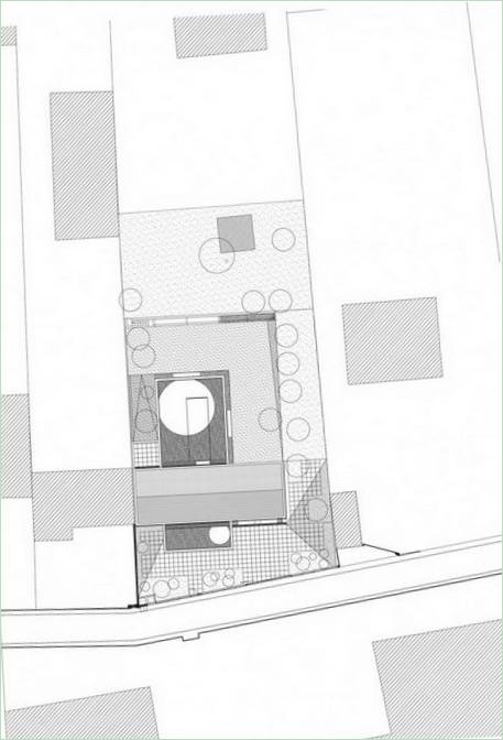 Schematischer Grundriss eines freitragenden Hauses in Sèvres