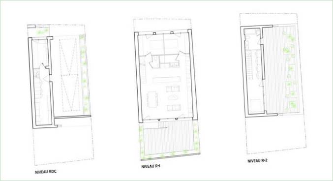 Grundriss eines ungewöhnlich gestalteten Hauses