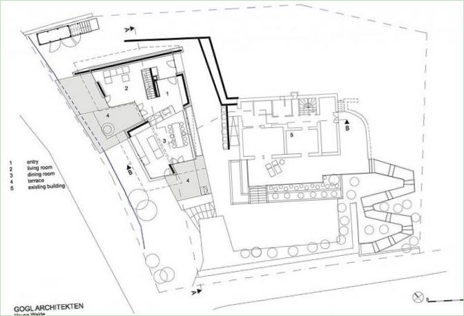 Villa Haus Walde von Gogl Architekten in Hanglage