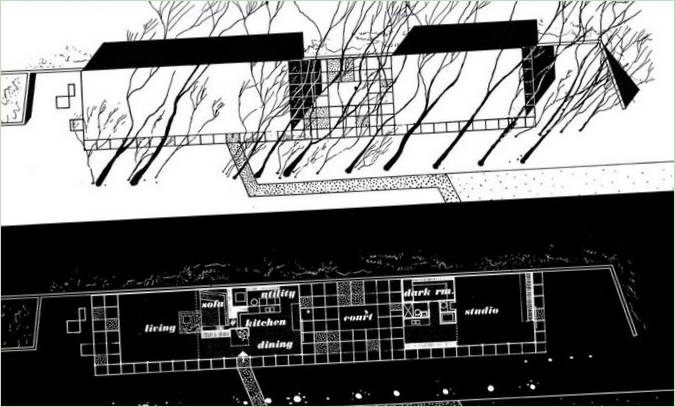 Grundriss des Eames House von Charles und Ray Eames