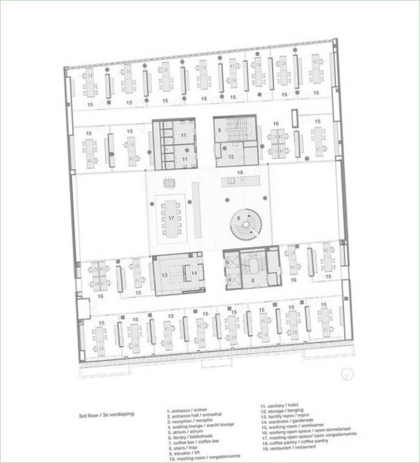 Plan der vierten Etage des Hauptbüros von Barents Krants