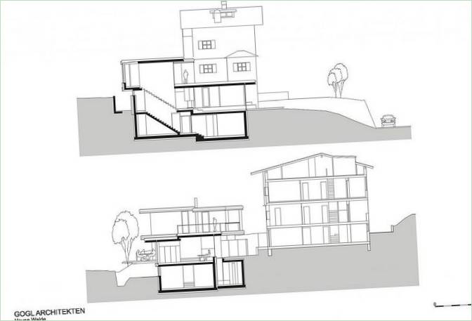 Haus Walde von Gogl Architekten in Hanglage