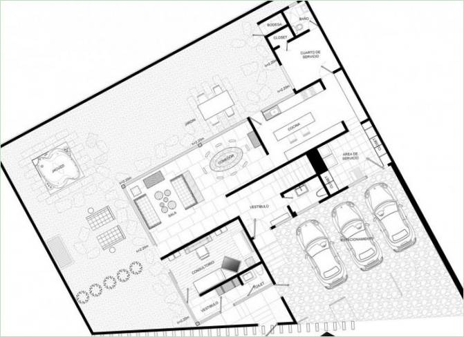 Innenansicht eines Hauses mit Büro, Mexiko-Stadt, Mexiko