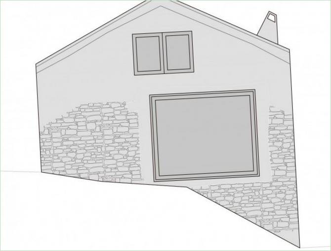 Grundriss der Fassade eines Landhauses in der Schweiz