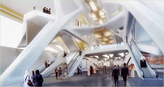 Eine mondäne, aufgeständerte U-Bahn-Station in Saudi-Arabien von der großartigen Zaha Hadid