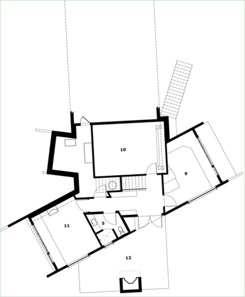 Grundriss eines Hauses mit Blick auf die Küste von San Juan Island